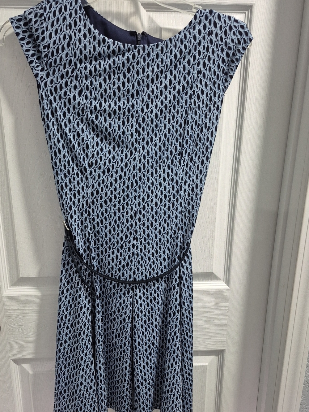 Jessica Howard Light Blue & Navy Geometric Midi Dress